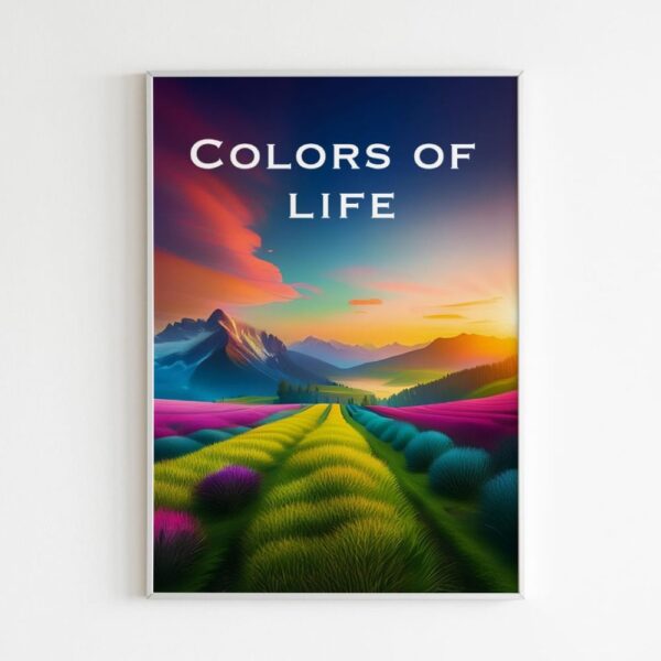"This artwork titled 'Colors of Life' captures the essence of human emotion and the journey of life through a stunning portrayal of nature's vibrant hues.