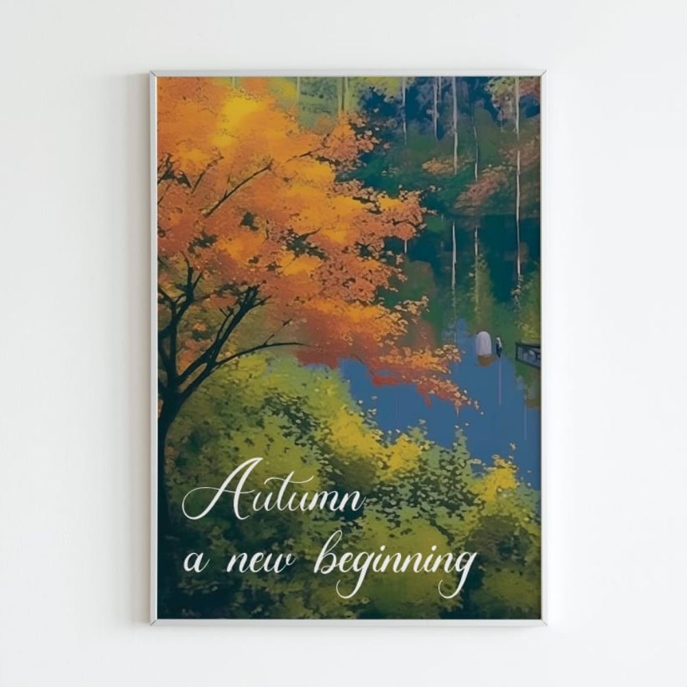A serene autumn landscape with vibrant fall foliage, symbolizing a new beginning and the potential for renewal in human life and relationships