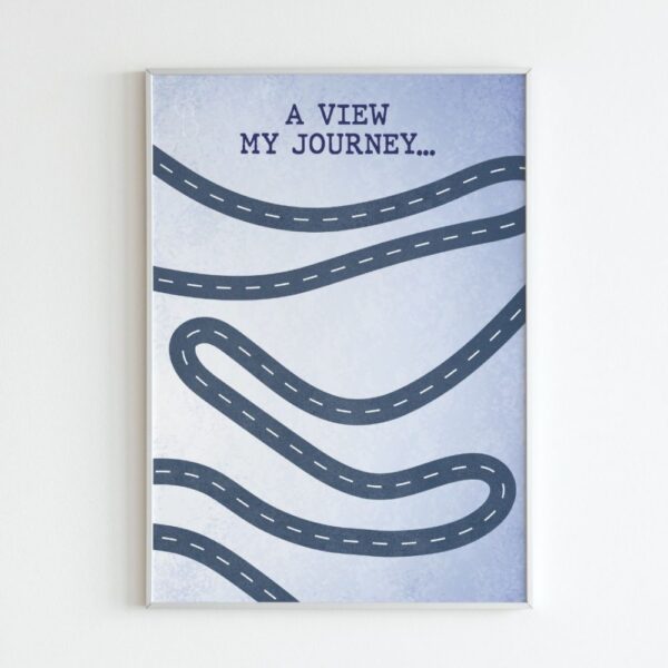 "A winding road representing the journey of life with ups and downs, twists and turns, symbolizing human emotions, relationships, and past traumas."