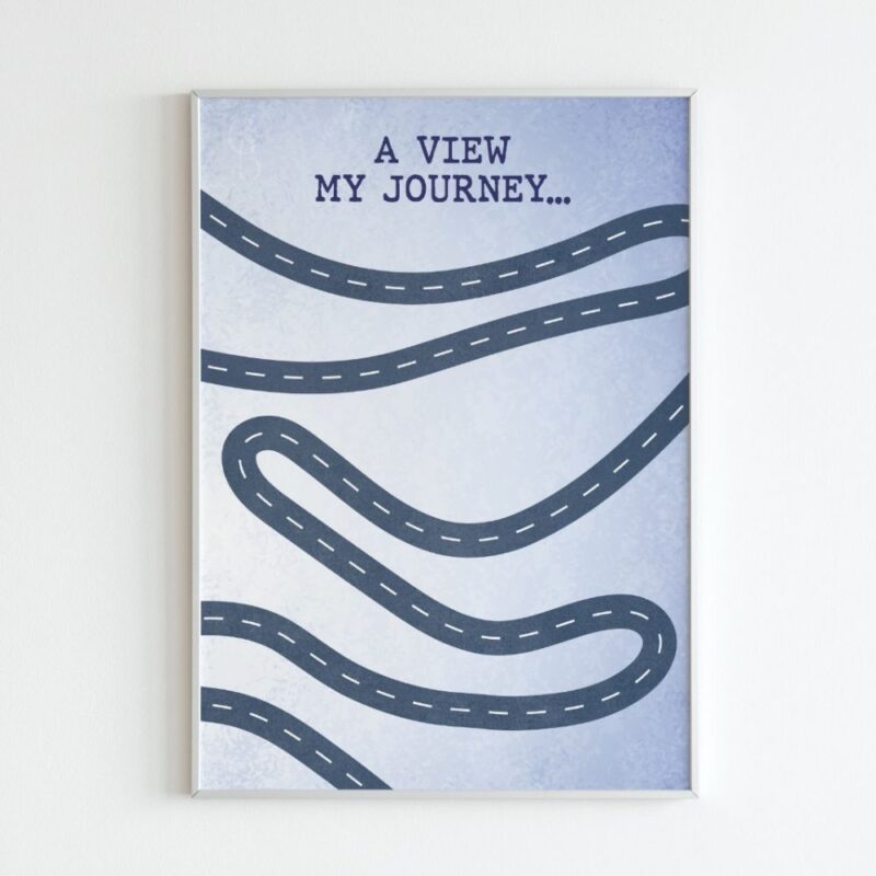 "A winding road representing the journey of life with ups and downs, twists and turns, symbolizing human emotions, relationships, and past traumas."